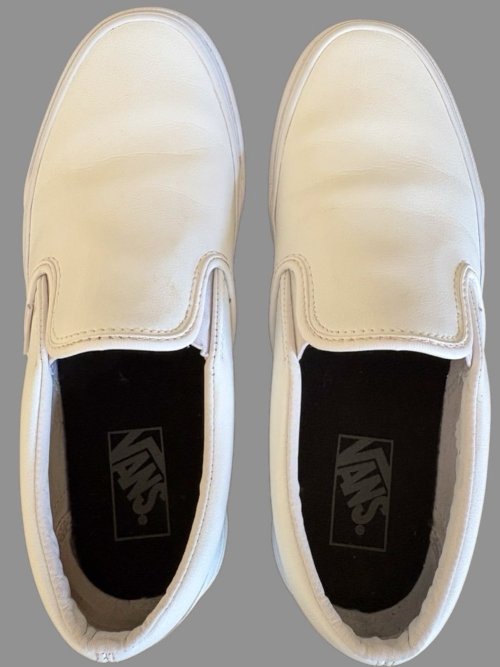 Vans White Leather Slip-On Sneakers - Women's size 9.5